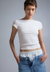 Sheer Ribbed T-Shirt - White
