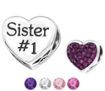 A13 - 925 Sterling Silver 1 Sister European Charm Bead - Amethyst