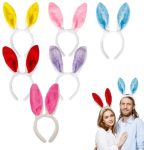 Hatinxia 6PCS Easter Bunny Ears Headbands Set Fluffy Faux Fur Costume Headband For Adult Easter Party Supplies Egg Hunt
