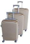 Smte 3 Piece Quality Hard Outer Shell Ringletted Lightweight Luggage Set Gold With Keychain