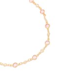 Goldair Gold Pink & Clear Cubic Zirconias Round Station Necklace