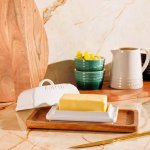 Moretto Casa Stoneware Butter Dish White