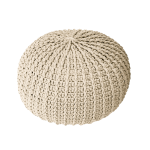 Beige Round Floor Pouf