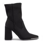 Black Lycra Chunky Ankle Boots