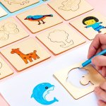 20PCS Wooden Drawing Stencils Kit 20 Different Shapes Reusable Painting Templates Diy Drawing Stencils Drawing Supplies Painting