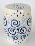 Blue & White Circle Design Ceramic Garden Stool – 43X30CM