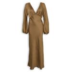 Brown Satin Boho Maxi Dress