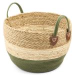Large Basket With Green Stripe