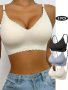 3 Pcs Women's Lace Solid Color Bra Suitable For Sports And Daily Wear Comfortable And Breathable