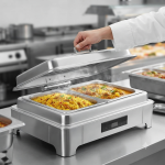 Electric Double Pan Cooker With Stainless Steel Design