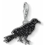 Silver Black Cubic Zirconia Raven Charm