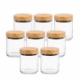 16OZ Glass Storage Jars With Bamboo Lids Square Overnight Oats Container