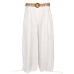 Belted Bubble Linen Pant - White L xl