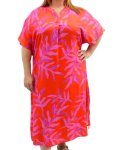 Ladies Printed Mandarin Long Dress - 60 Orge pnk