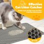 Genai Honeycomb Cat Litter Mat - Double-layer Easy Clean Waterproof & Urine-proof Non-slip Kitty Litter Trapper For Floors Grey