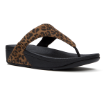 Lulu Toe Post Leopard Suede Sandal - Tan black Mix - 8