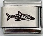 9MM Laser Italian Charm - Geometric Shark
