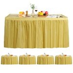Frtzal 5 Pack Plastic Table Skirts For Rectangle Tables With 5 Pack Table Cloths 14 Ft Blue Tableskirts And 54" X 108" Tableclot