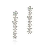 Blossom Cascade Earrings With Accents - White Gold Vermeil