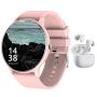 1.28 Amoled Pink Smart Watch & Bluetooth Earphones Combo For Women &girls