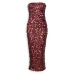 Burgundy Sequins Boobtube Maxi Dress
