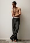 Relaxed Fit Linen-blend Trousers - Black Striped