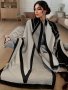 Plus Size Geometric Pattern Large Scarf Elegant And Cozy Colorblock Shawl Coat For Fall & Winter Women's Plus Size Clothing