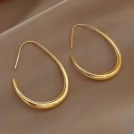 Minimalist Teardrop Hoop Earrings 18K Gold Plated Copper Jewelry Vintage And Bohemian Style Glossy Finish Elegant Fashion Access
