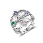NJ503-CRI103852 Sterling Silver Personalized Names & Birthstones Ring