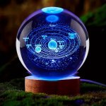 3D Solar System Laser-engraved Crystal Ball Night Light - Color Changing USB Powered Perfect Gift For Family & Friends Ideal For