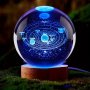 3D Solar System Laser-engraved Crystal Ball Night Light - Color Changing USB Powered Perfect Gift For Family & Friends Ideal For Home Decor & Parties