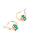 Goldair Gold & Green Baguette Rondell Huggie Earrings