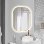 Sharon Illuminated Cct LED Gold Bathroom Mirror With Defogger
