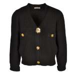 Goldair Gold Flower Button Waffle Knit Cardi - Black Free