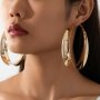 1 Pair Large Hoop Earrings Vintage Style Bold Statement Simple Round Design Perfect For Everyday Wear