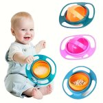 360 Degree Rotating Gyro Bowl For Kids - Non-spill Bpa-free Fun Snack Container Child-friendly Anti-spill Design Toddler To Teen