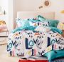 - Duvet Cover Set Reversible Paint Love Mediumturquoise