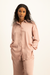 Dani Oversized Satin Shirt - Blush - S