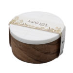 Kanji Pot - Natural Wood With White Silk Stone