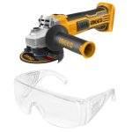 Ingco - Cordless Angle Grinder With Safety Goggle Clear