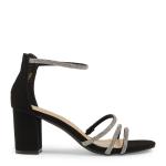 Black Nylon Low Block Heel Sandal