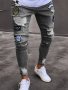 Men Fashion White Ripped Distressed Destroyed Washed Denim Jeans Ripped Slim Fit Wild Jeans White Denim Pants