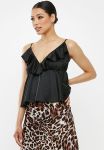 Missguided Women's Strappy Satin Frill Plunge Cami Top - Black