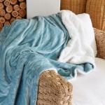 Sherpa Fleece Blanket Duck Egg - 200 X 230CM