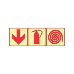 Sabs Red Arrow Down Fire Extinguisher + Fire Hose Photoluminescent Sign F4