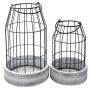 2 Piece Rustic Farmhouse Lantern Decor Stylish Decorative Set -metal