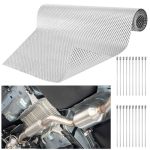 Unifamily Embossed Exhaust Heat Shield Automotive 12" X 39" Aluminum Exhaust Heat Wrap With 20 Pcs Cable Metal Zip Ties Exhaust