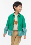 Oversized Poplin Overshirt - Green Striped