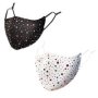 Ice Cooling Microfibre Sparkling Rhinestone 3D Face Mask 2 Piece Black/blue/pink