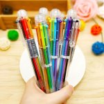 4PCS Vibrant Transparent Ballpoint Pens 6-COLOR Retractable Multi-ink Set For Office And School Use